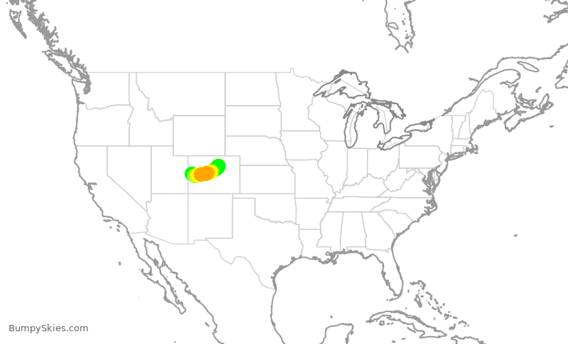 Turbulence forecast map for UAL2473, GJT to DEN