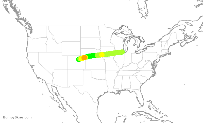 Turbulence forecast map for UAL2475, ORD to DEN
