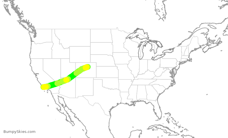 Turbulence forecast map for UAL2479, DEN to SBA