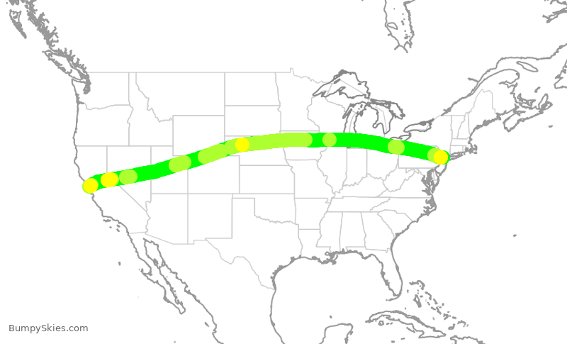 Turbulence forecast map for UAL2482, SFO to EWR