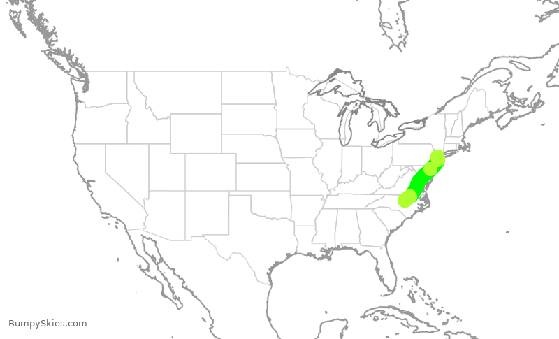 Turbulence forecast map for UAL2485, EWR to RDU