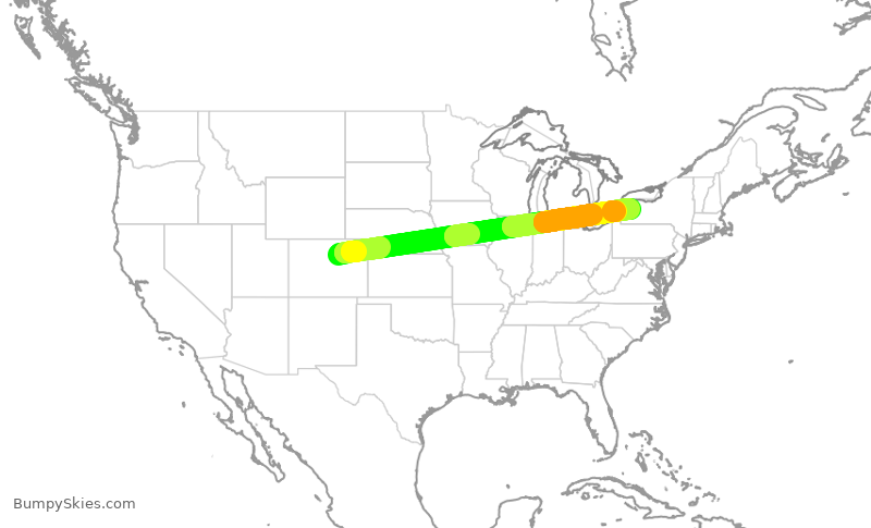 Turbulence forecast map for UAL248, DEN to BUF