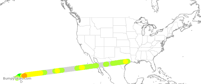 Turbulence forecast map for UAL253, IAH to HNL