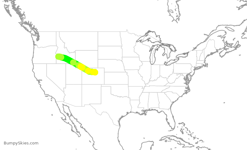 Turbulence forecast map for UAL255, DEN to BOI