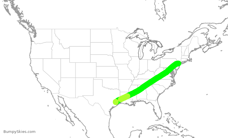 Turbulence forecast map for UAL255, EWR to IAH