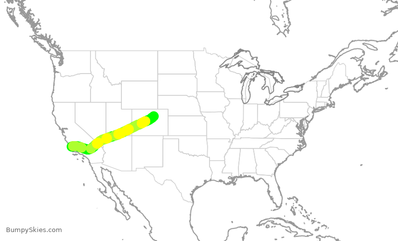 Turbulence forecast map for UAL259, SBP to DEN