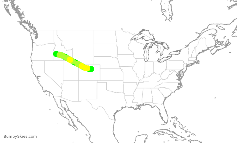 Turbulence forecast map for UAL2602, DEN to BOI