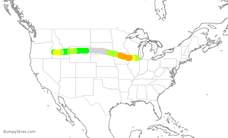 Turbulence forecast map for UAL2603, ORD to BOI