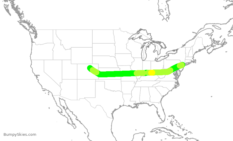 Turbulence forecast map for UAL2605, EWR to DEN