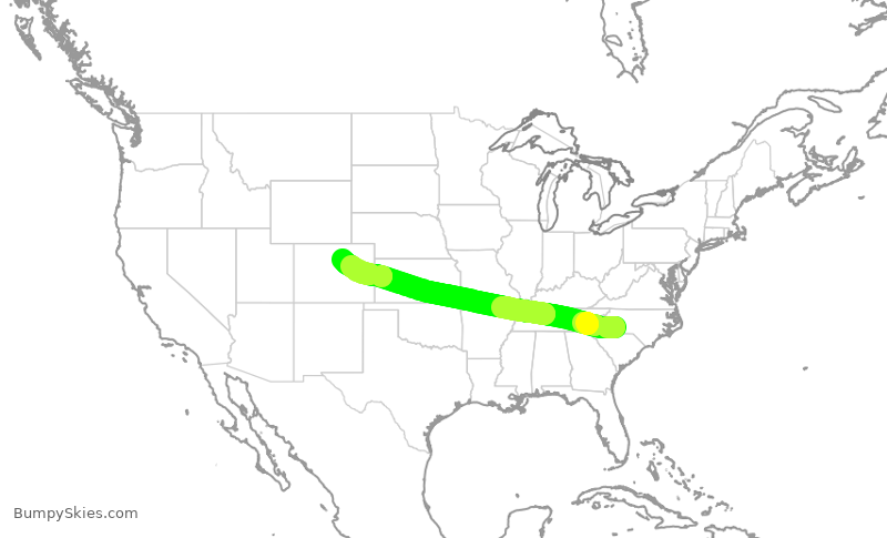 Turbulence forecast map for UAL2609, CLT to DEN