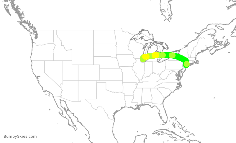 Turbulence forecast map for UAL2617, ORD to LGA