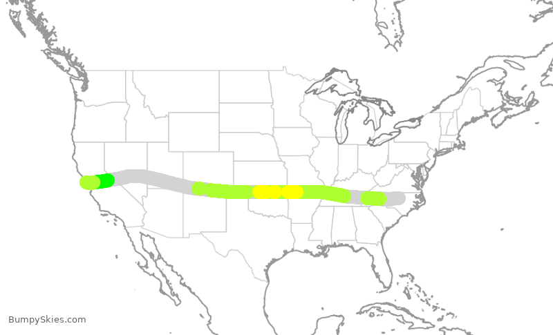Turbulence forecast map for UAL2623, RDU to SFO