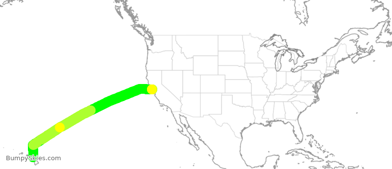 Turbulence forecast map for UAL2623, SFO to OGG