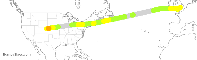 Turbulence forecast map for UAL262, DEN to GLL