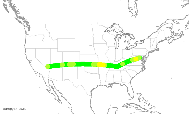 Turbulence forecast map for UAL2630, LAS to IAD
