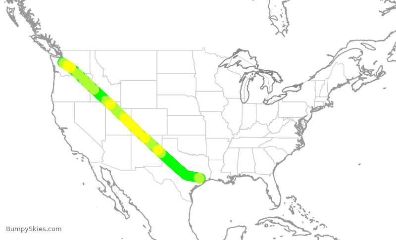 Turbulence forecast map for UAL2638, IAH to SEA