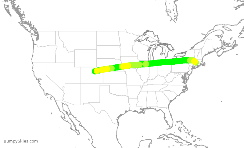 Turbulence forecast map for UAL2643, DEN to BDL