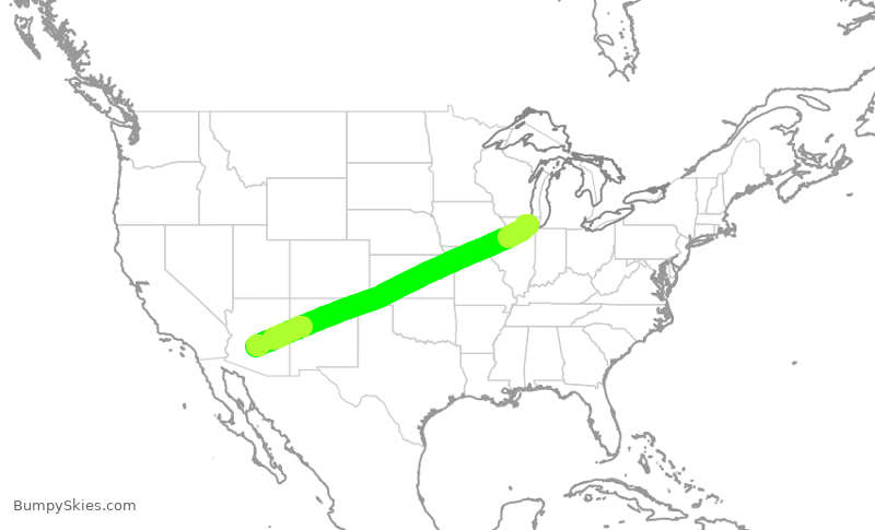 Turbulence forecast map for UAL2652, PHX to ORD