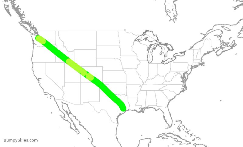 Turbulence forecast map for UAL2654, IAH to SEA