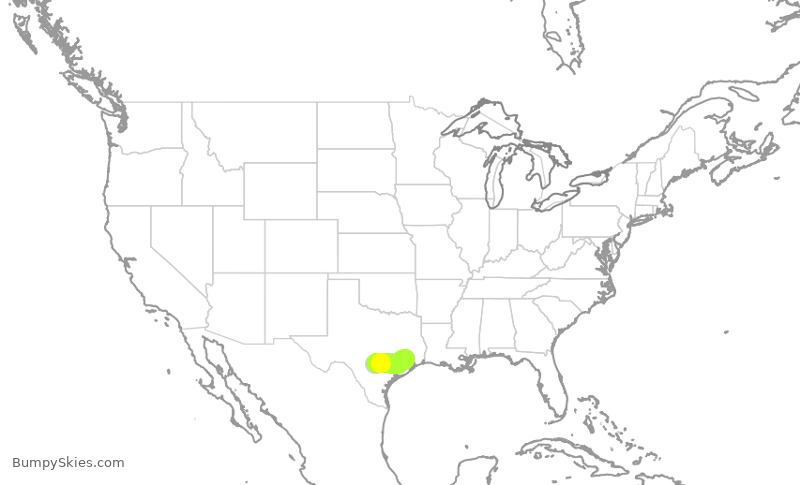 Turbulence forecast map for UAL2654, SAT to IAH