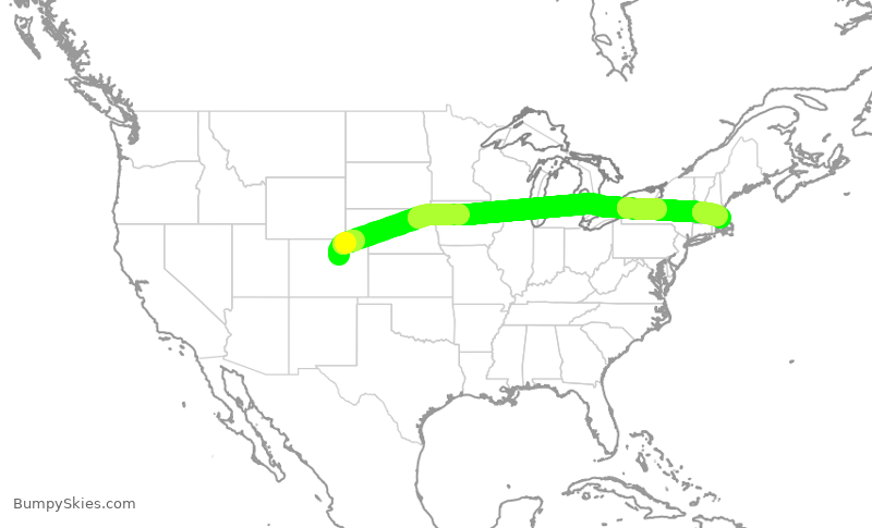 Turbulence forecast map for UAL2656, DEN to BOS