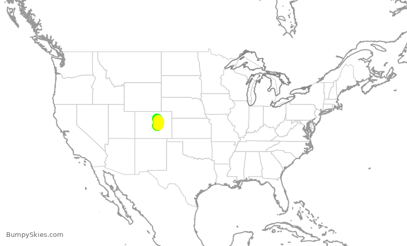 Turbulence forecast map for UAL265, COS to DEN