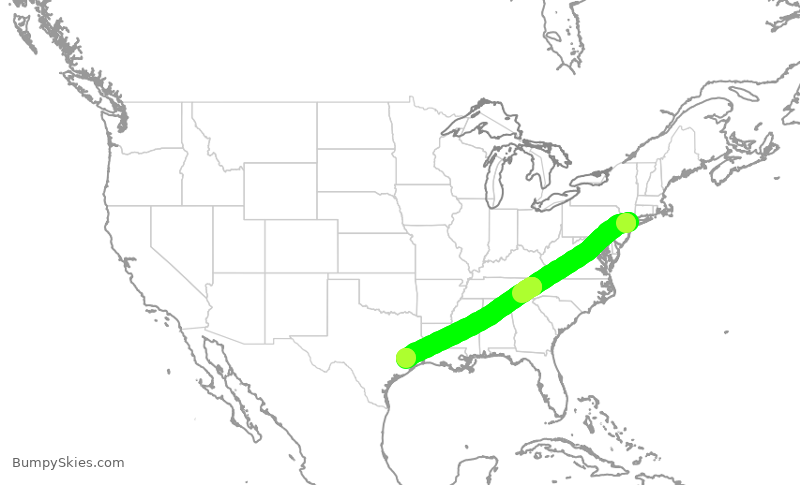 Turbulence forecast map for UAL2662, LGA to IAH