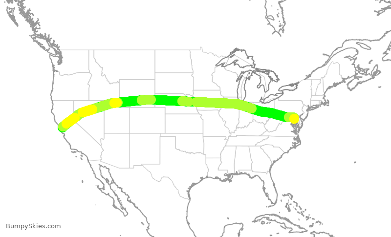 Turbulence forecast map for UAL2664, SFO to BWI