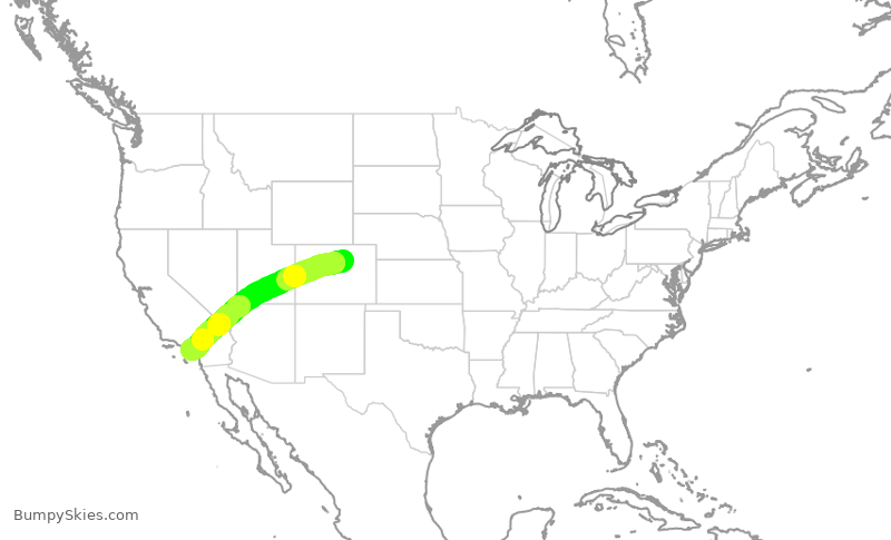 Turbulence forecast map for UAL2666, DEN to SNA