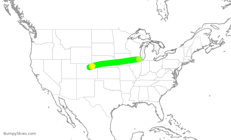 Turbulence forecast map for UAL2666, ORD to DEN
