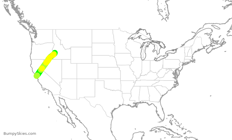 Turbulence forecast map for UAL267, SFO to BOI