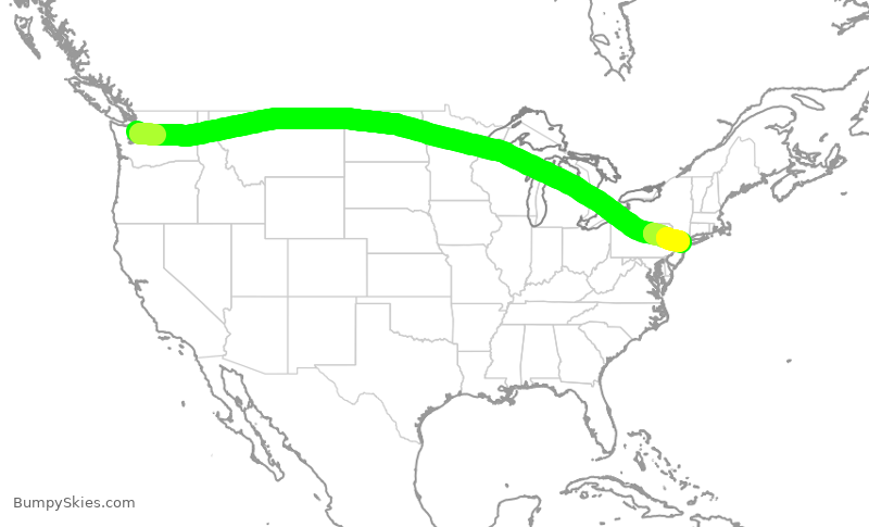Turbulence forecast map for UAL2680, SEA to EWR
