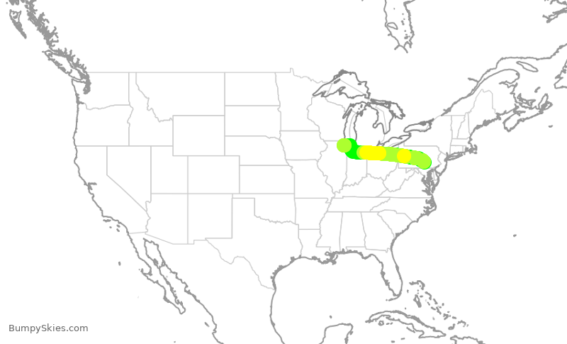 Turbulence forecast map for UAL2684, MDT to ORD