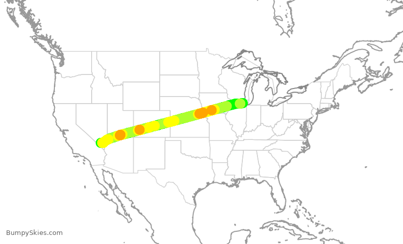 Turbulence forecast map for UAL2684, ORD to LAS