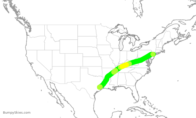 Turbulence forecast map for UAL2690, EWR to IAH