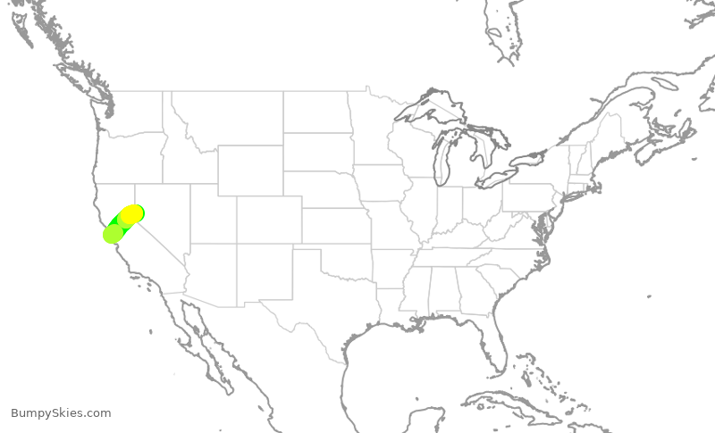 Turbulence forecast map for UAL2690, SFO to RNO