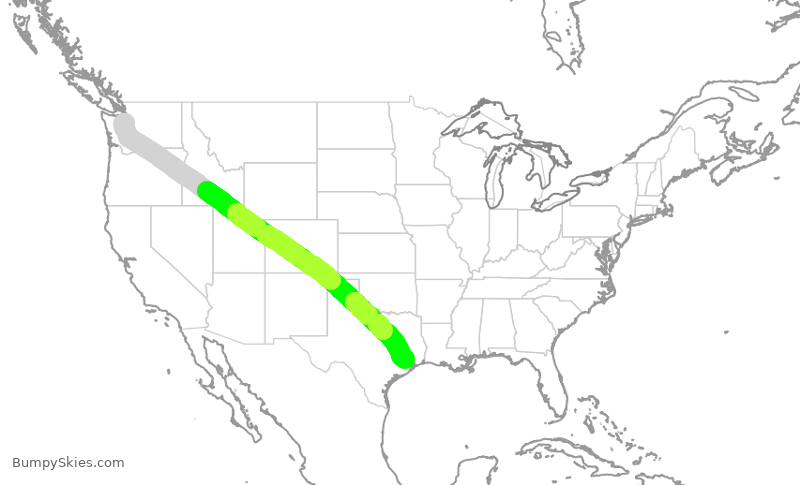 Turbulence forecast map for UAL2702, SEA to IAH
