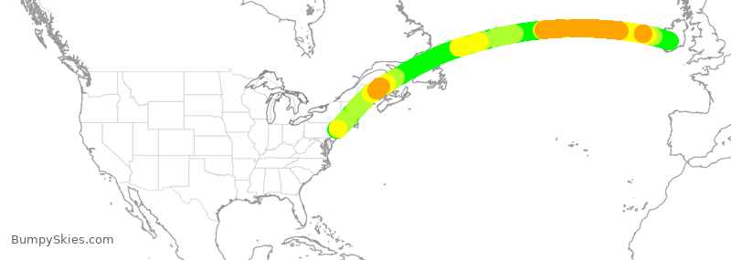 Turbulence forecast map for UAL270, EWR to SNN