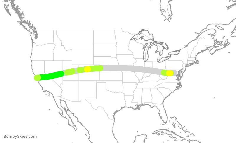 Turbulence forecast map for UAL271, IAD to SFO