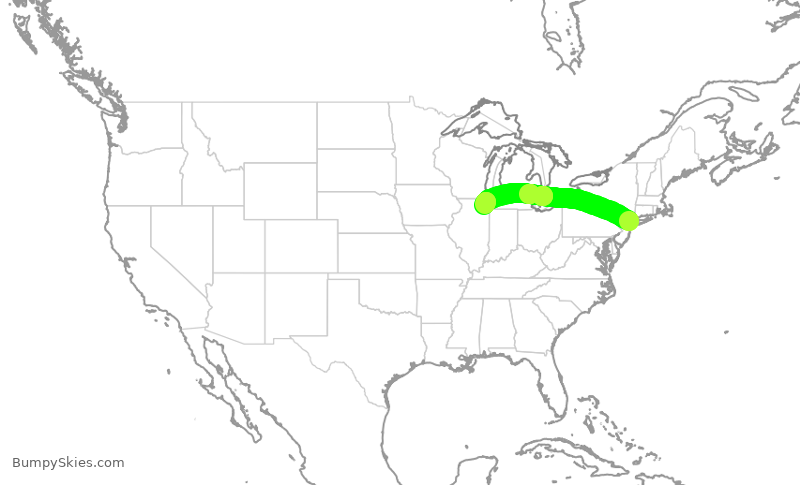 Turbulence forecast map for UAL272, LGA to ORD