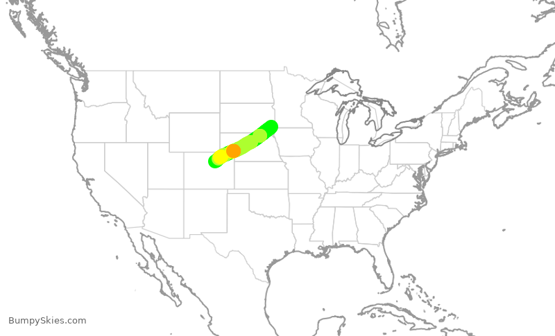 Turbulence forecast map for UAL2742, FSD to DEN