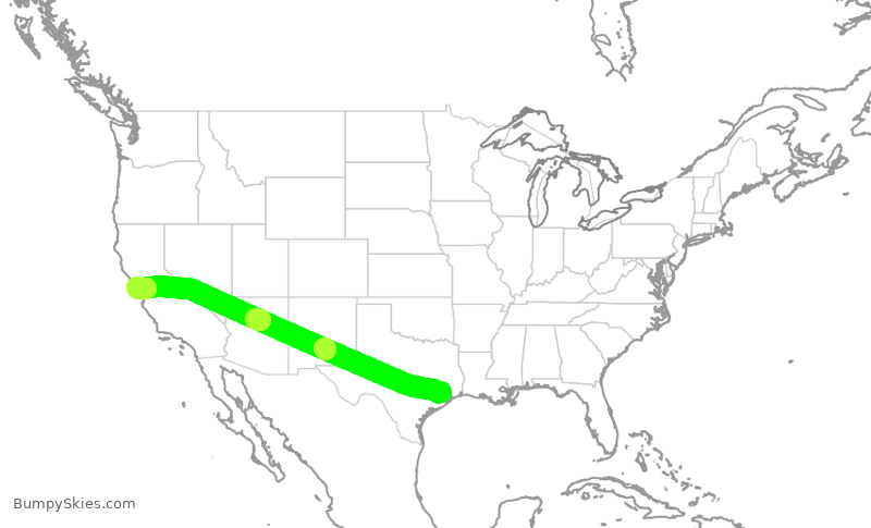 Turbulence forecast map for UAL2744, IAH to SFO