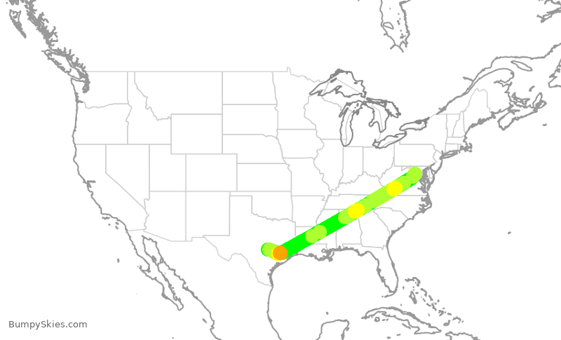 Turbulence forecast map for UAL2746, IAD to AUS