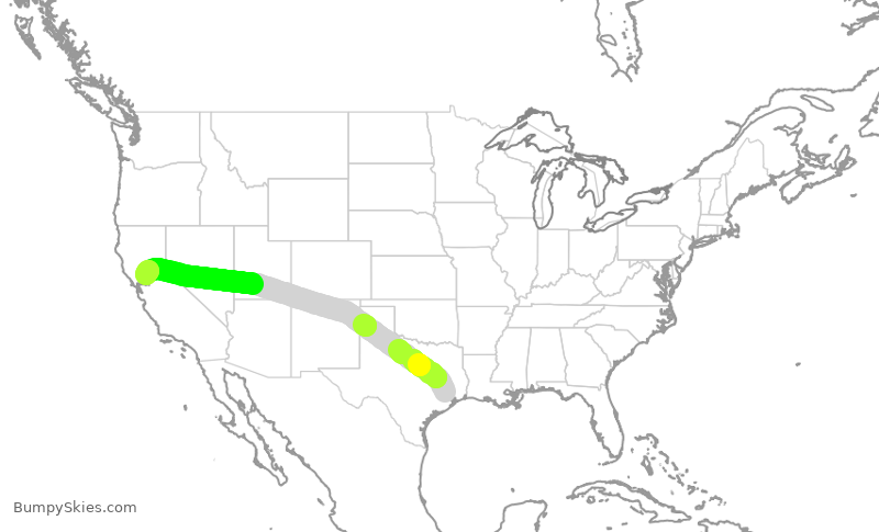 Turbulence forecast map for UAL2749, IAH to SMF