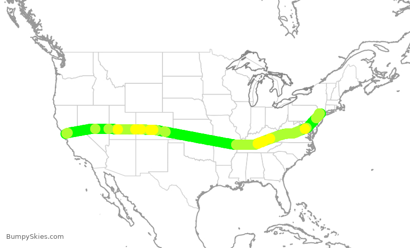Turbulence forecast map for UAL274, SFO to EWR