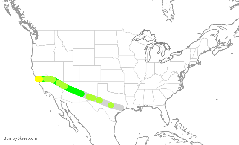 Turbulence forecast map for UAL2756, IAH to SFO