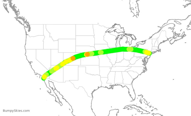 Turbulence forecast map for UAL2756, SAN to EWR