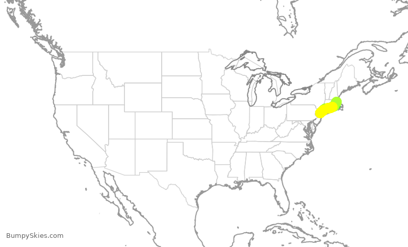 Turbulence forecast map for UAL2763, EWR to BOS