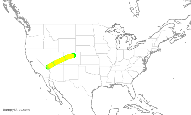 Turbulence forecast map for UAL2769, DEN to LAS