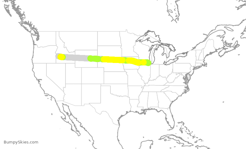 Turbulence forecast map for UAL2775, ORD to BOI